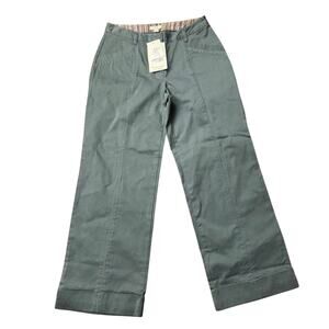 J. Jill NWT Women’s Pants Sz 2 Green Wide Leg Cotton Trouser Cuffed Casual
